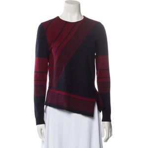 Tory Burch Navy and Burgundy Crew Neck Sweater